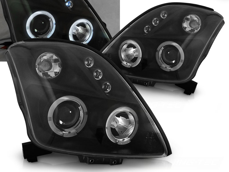 Predné svetlá Suzuki Swift 05-10 Angel Eyes Black