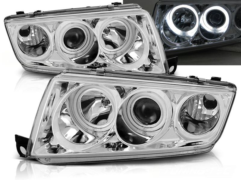 Predné svetlá Škoda Fabia 99-08 Angel Eyes Chrome