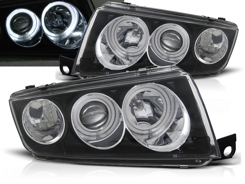 Predné svetlá Škoda Fabia 99-08 Angel Eyes Black