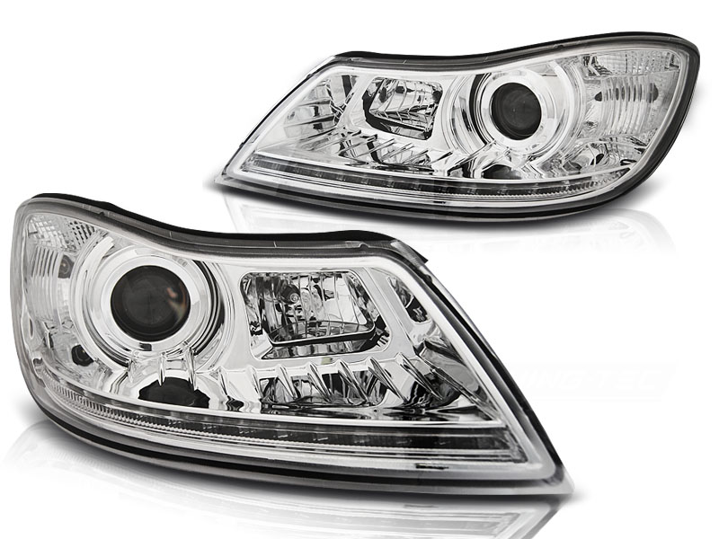 Predné svetlá Škoda Octavia 2 09-12 DRL Chrome