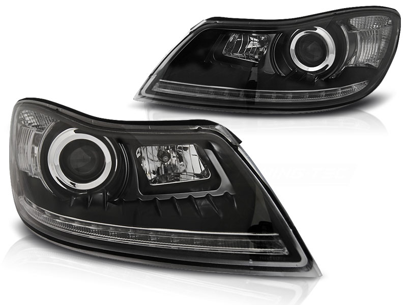 Predné svetlá Škoda Octavia 2 09-12 DRL Black