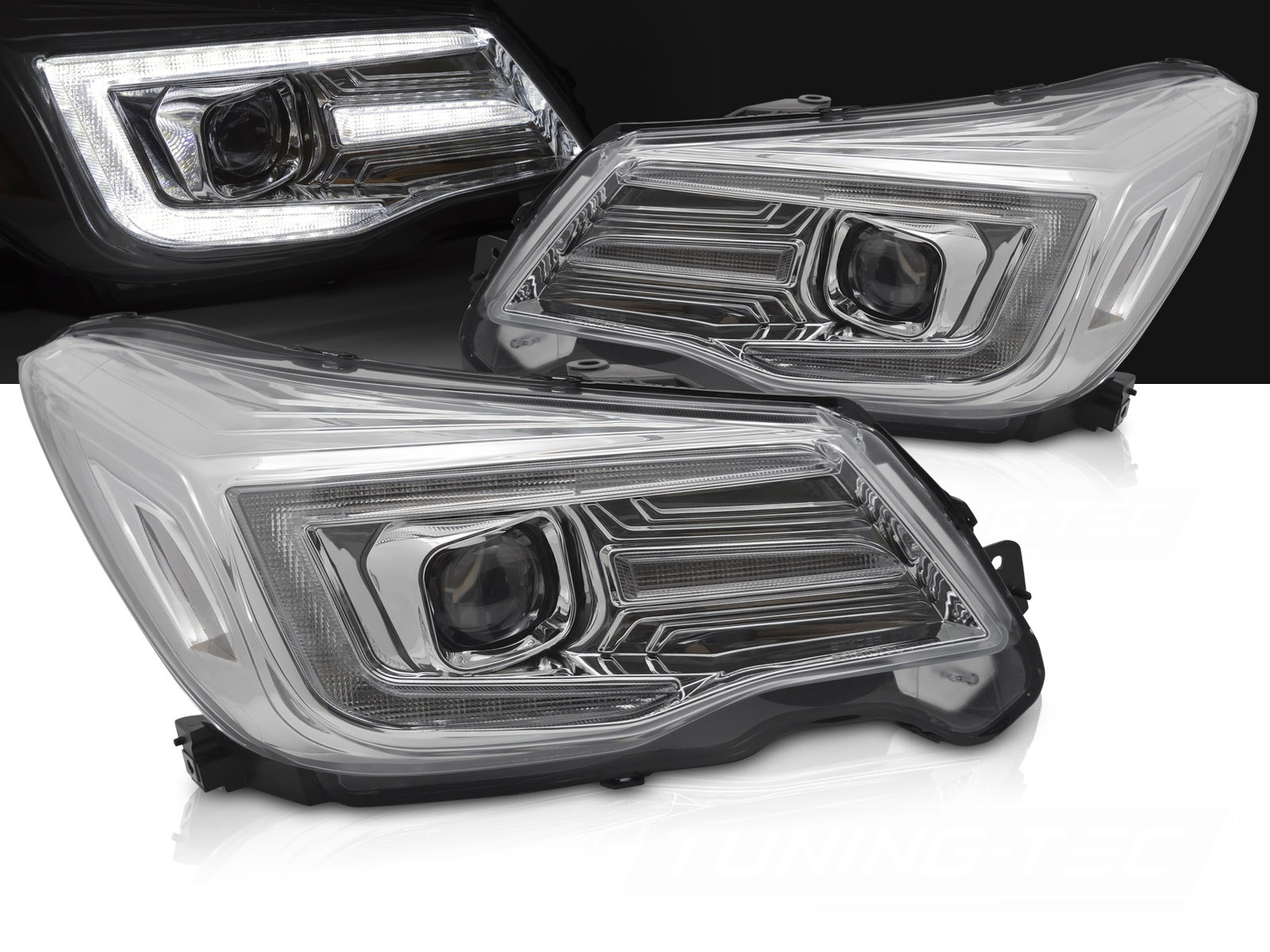 Predné svetlá Subaru Forester 13-18 DRL Chrome
