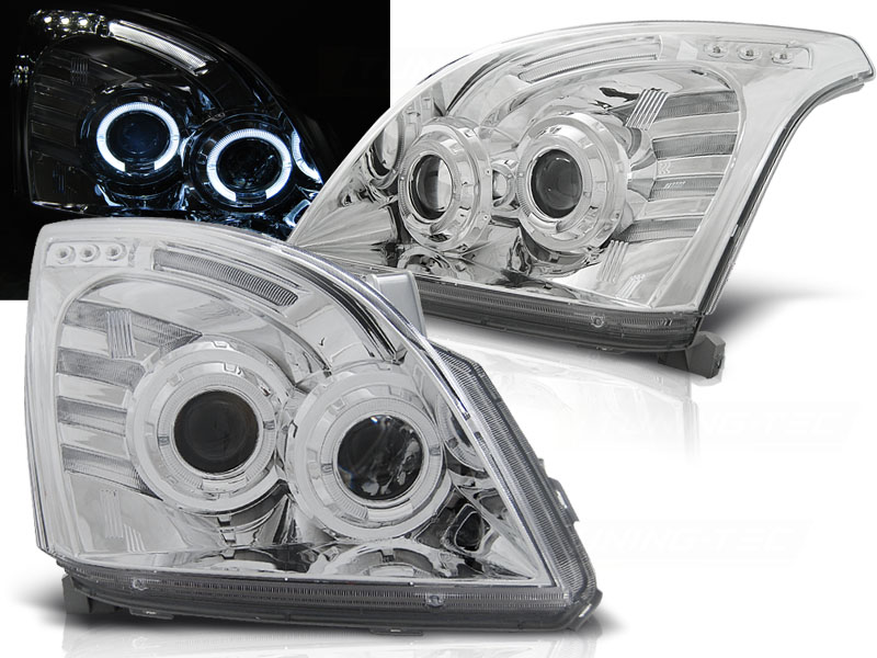 Predné svetlá Toyota Land Cruiser 120 03-09 Angel Eyes Chrome