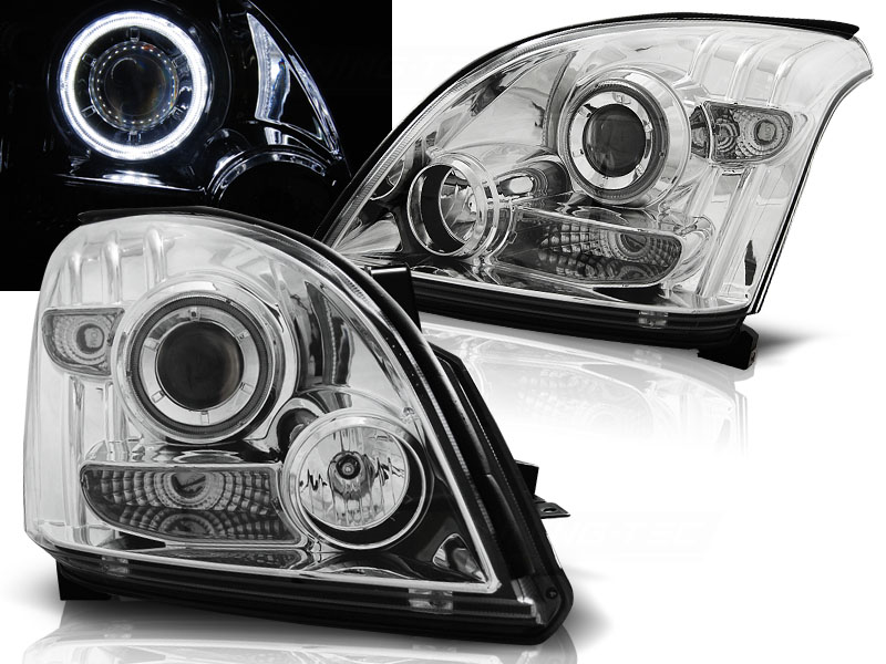 Predné svetlá Toyota Land Cruiser 120 03-09 CCFL Angel Eyes Chrome