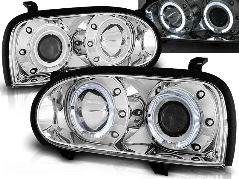 Predné svetlá VW Golf 3 Angel Eyes Chrome - 03