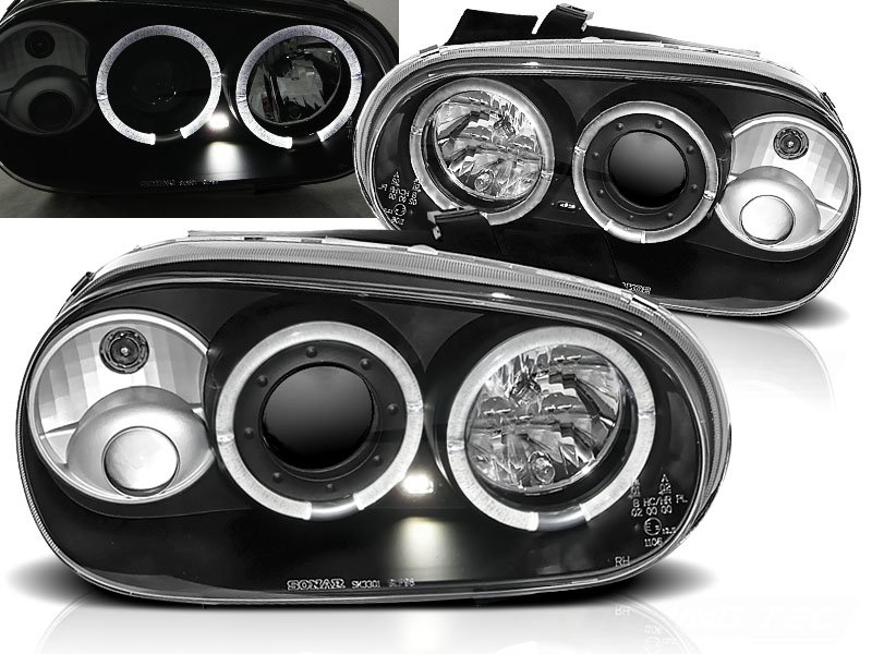 Predné svetlá VW Golf 4 Angel Eyes Black