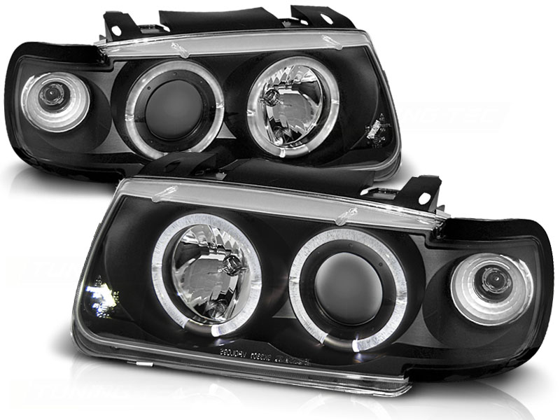 Predné svetlá VW Polo 6N 94-99 Angel Eyes Black - 09
