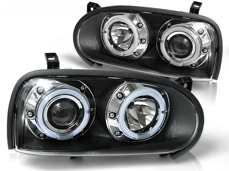 Predné svetlá VW Golf 3 Angel Eyes Black