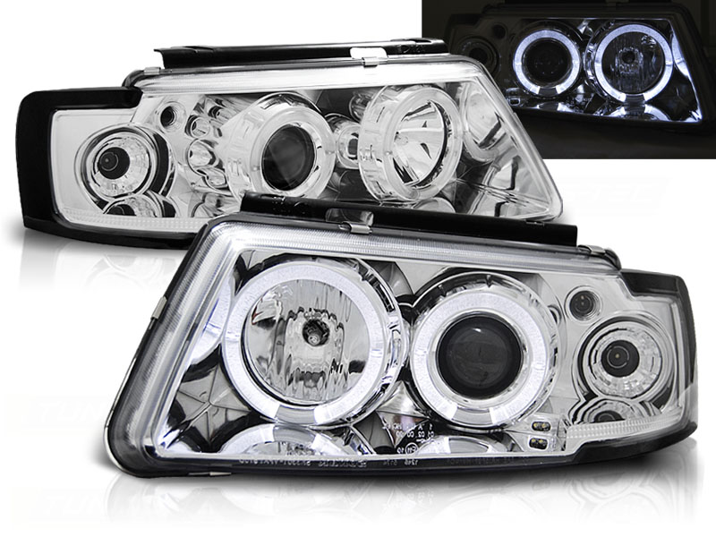 Predné svetlá VW Passat B5 Angel Eyes Chrome - 12