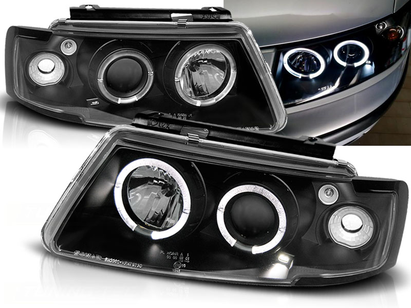 Predné svetlá VW Passat B5 Angel Eyes Black - 13