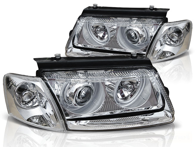 Predné svetlá VW Passat B5 FK Angel Eyes Chrome