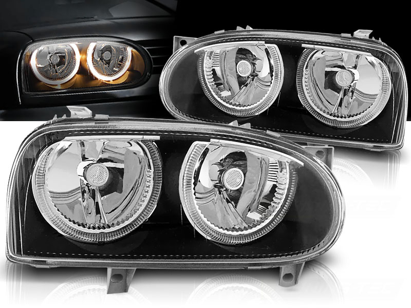 Predné svetlá VW Golf 3 FK Angel Eyes Black