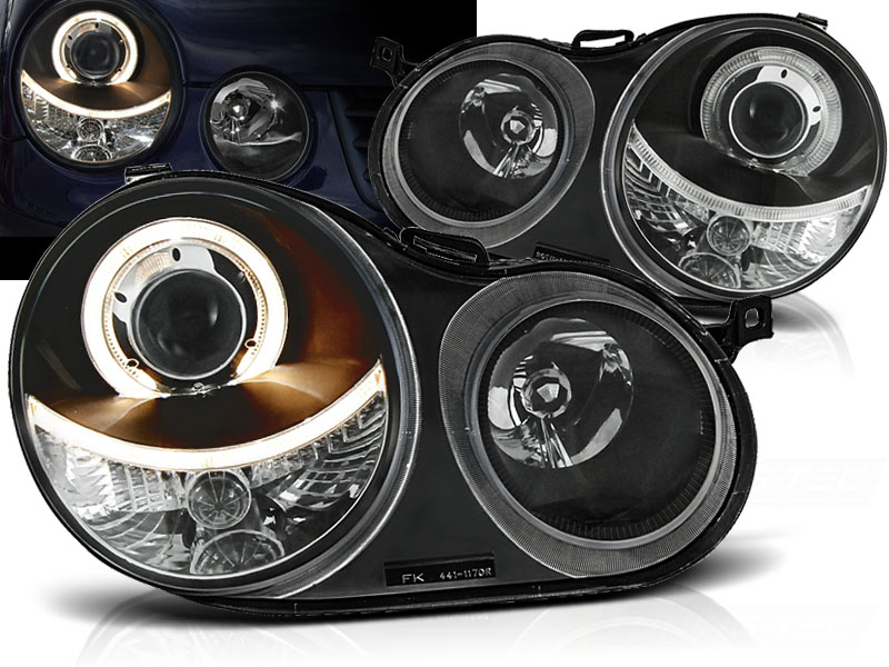 Predné svetlá VW Polo 9N 01-05 Angel Eyes Black