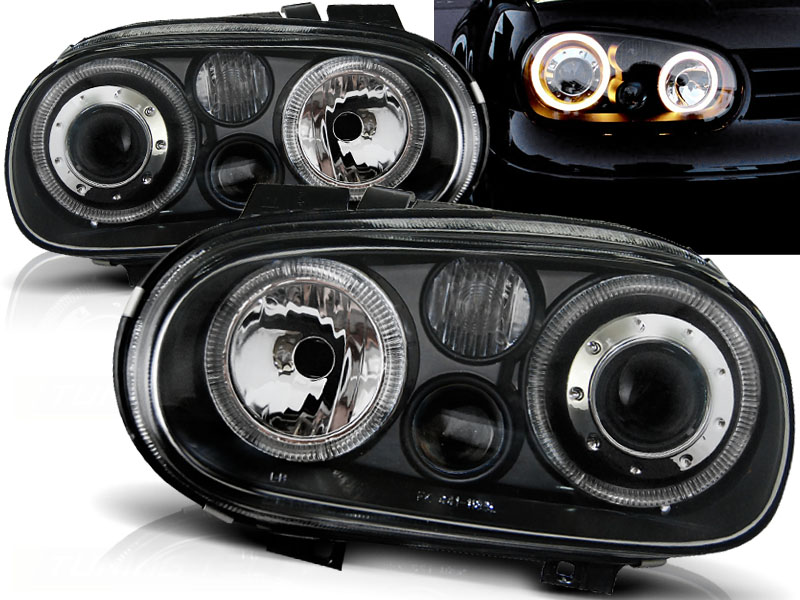 Predné svetlá VW Golf 4 FK Angel Eyes Black