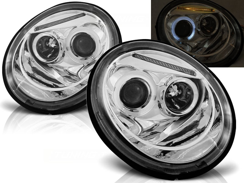 Predné svetlá VW New Beetle 98-05 Angel Eyes Chrome