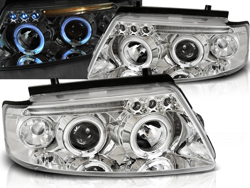 Predné svetlá VW Passat B5 Angel Eyes Chrome - 77