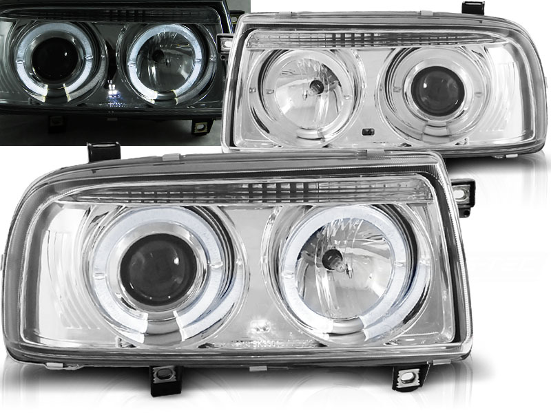 Predné svetlá VW Vento 92-98 Angel Eyes Chrome