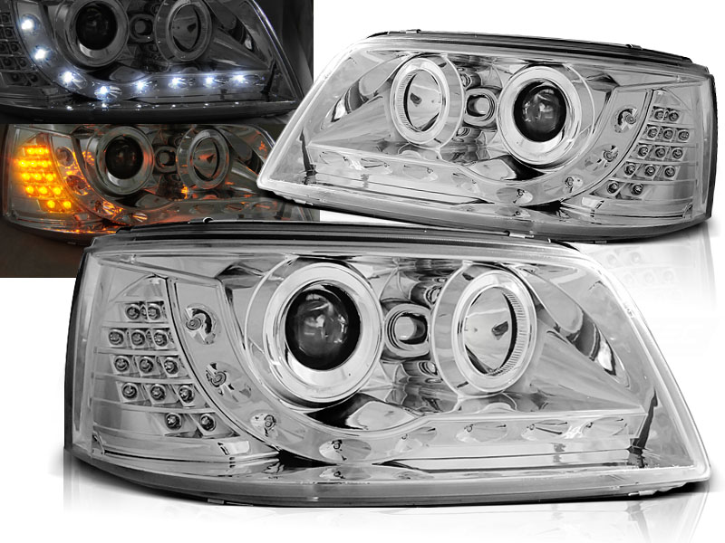 Predné svetlá VW T5 03-09 Devil Eyes Chrome - A7