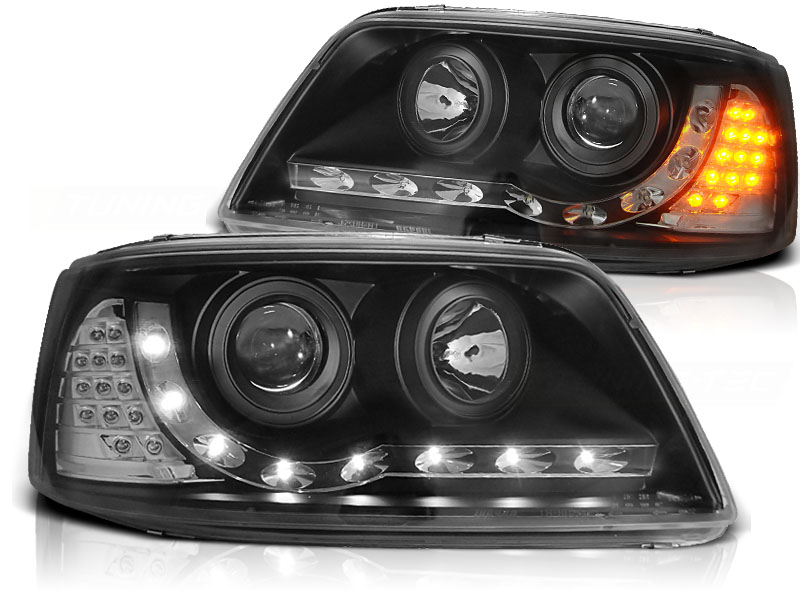 Predné svetlá VW T5 03-09 Devil Eyes Black - A8