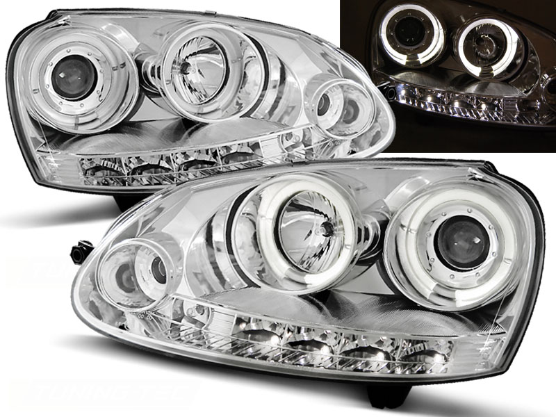 Predné svetlá VW Golf 5 Angel Eyes Chrome
