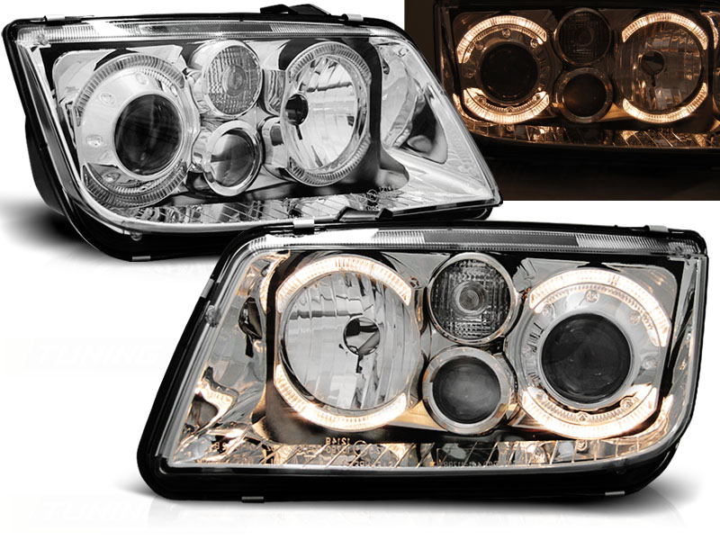 Predné svetlá VW Bora FK Angel Eyes Chrome