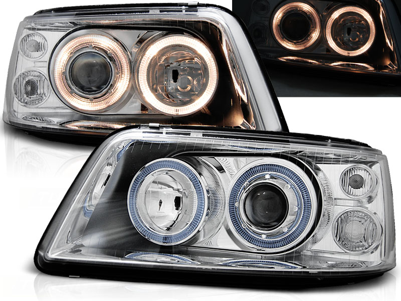Predné svetlá VW T5 03-09 Angel Eyes Chrome