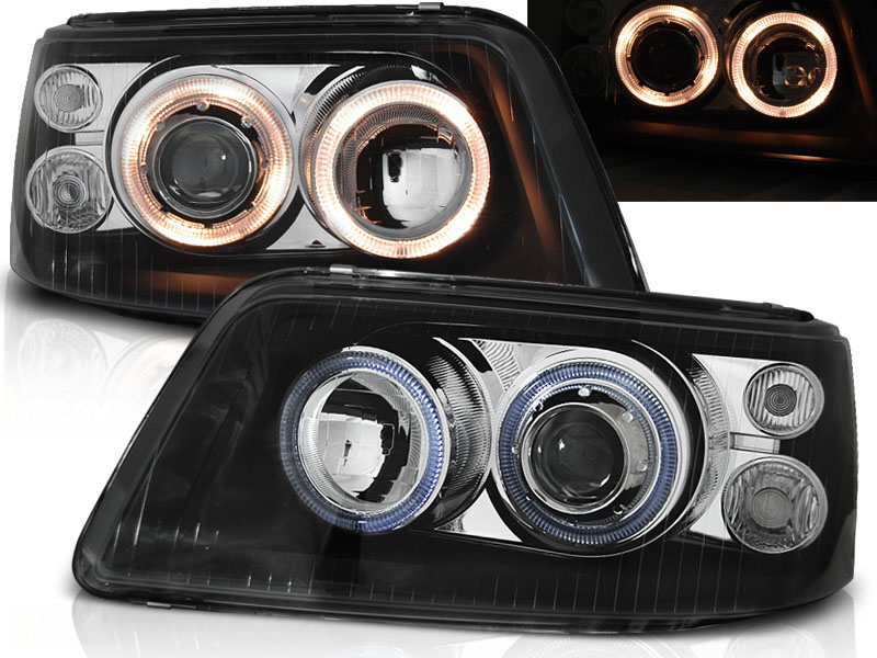 Predné svetlá VW T5 03-09 Angel Eyes Black
