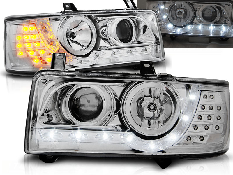 Predné svetlá VW T4 Transporter 90-03 Devil Eyes Chrome - F0