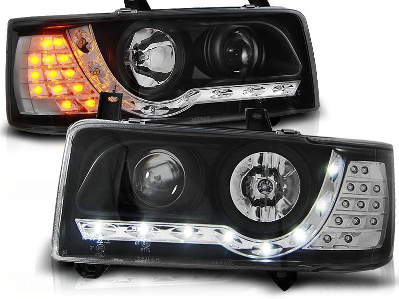 Predné svetlá VW T4 Transporter 90-03 Devil Eyes Black - F1