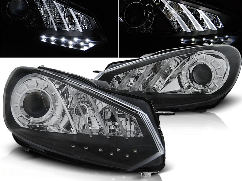 Predné svetlá VW Golf 6 s homologizovaným denným svietením Black