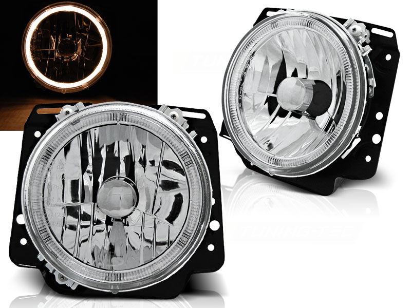 Predné svetlá VW Golf 2 83-91 Angel Eyes Chrome - H4