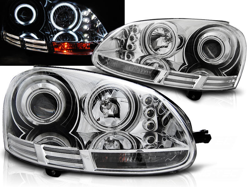 Predné svetlá VW Golf 5 CCFL Angel Eyes Chrome