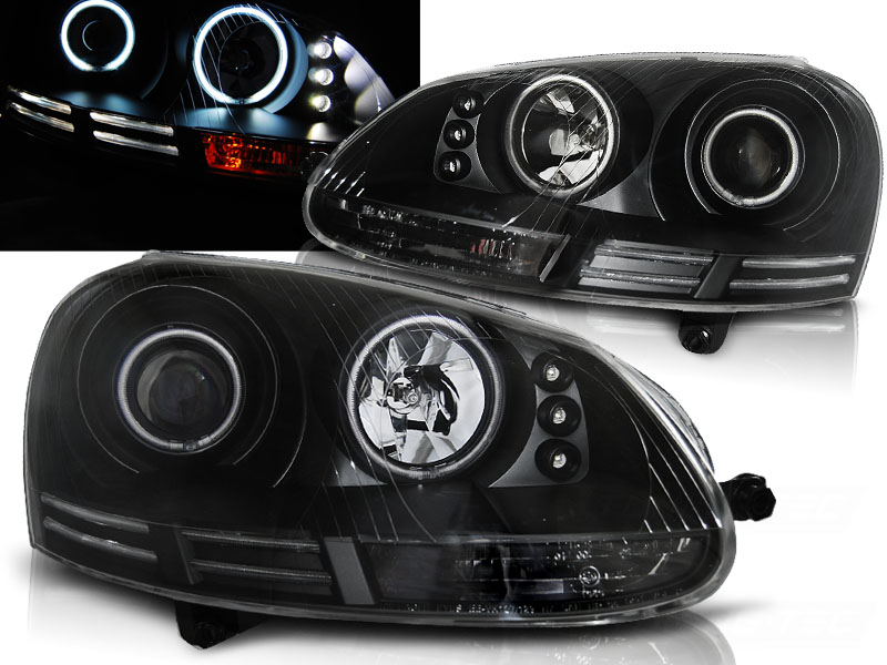 Predné svetlá VW Golf 5 CCFL Angel Eyes Black