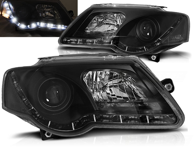 Predné svetlá VW Passat 3C B6 DRL DE Black