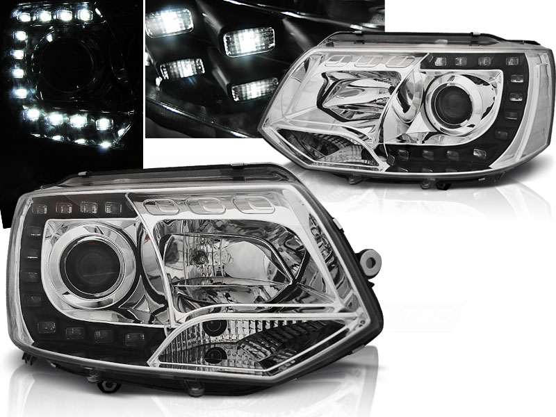 Predné svetlá VW T5.1 10-15 TRU-DRL Chrome