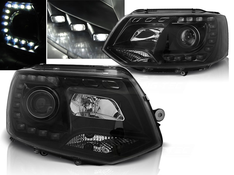 Predné svetlá VW T5.1 10-15 TRU-DRL Black