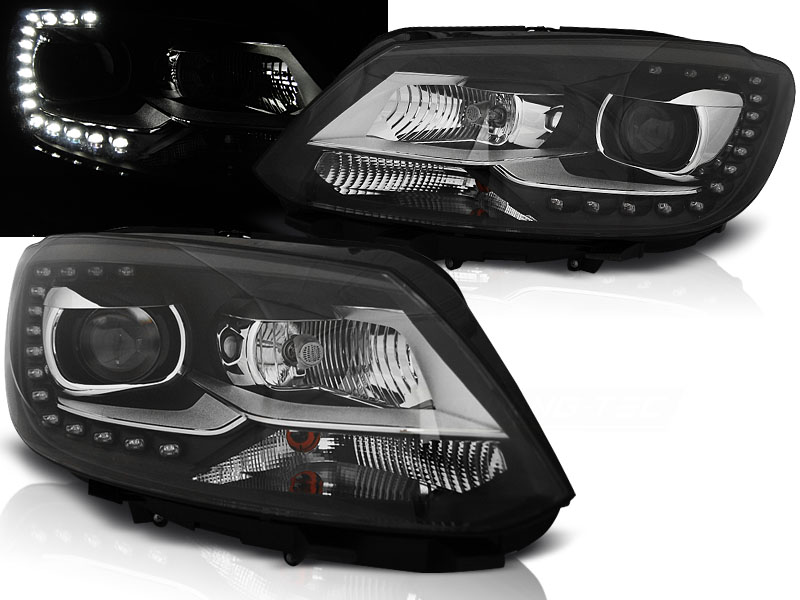 Predné svetlá VW Touran 2 10-15 s denným svietením Black