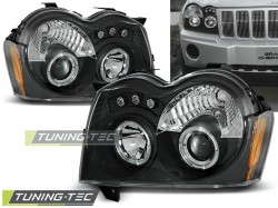 Predné svetlá Jeep Grand Cherokee 05-08 Angel Eyes Black