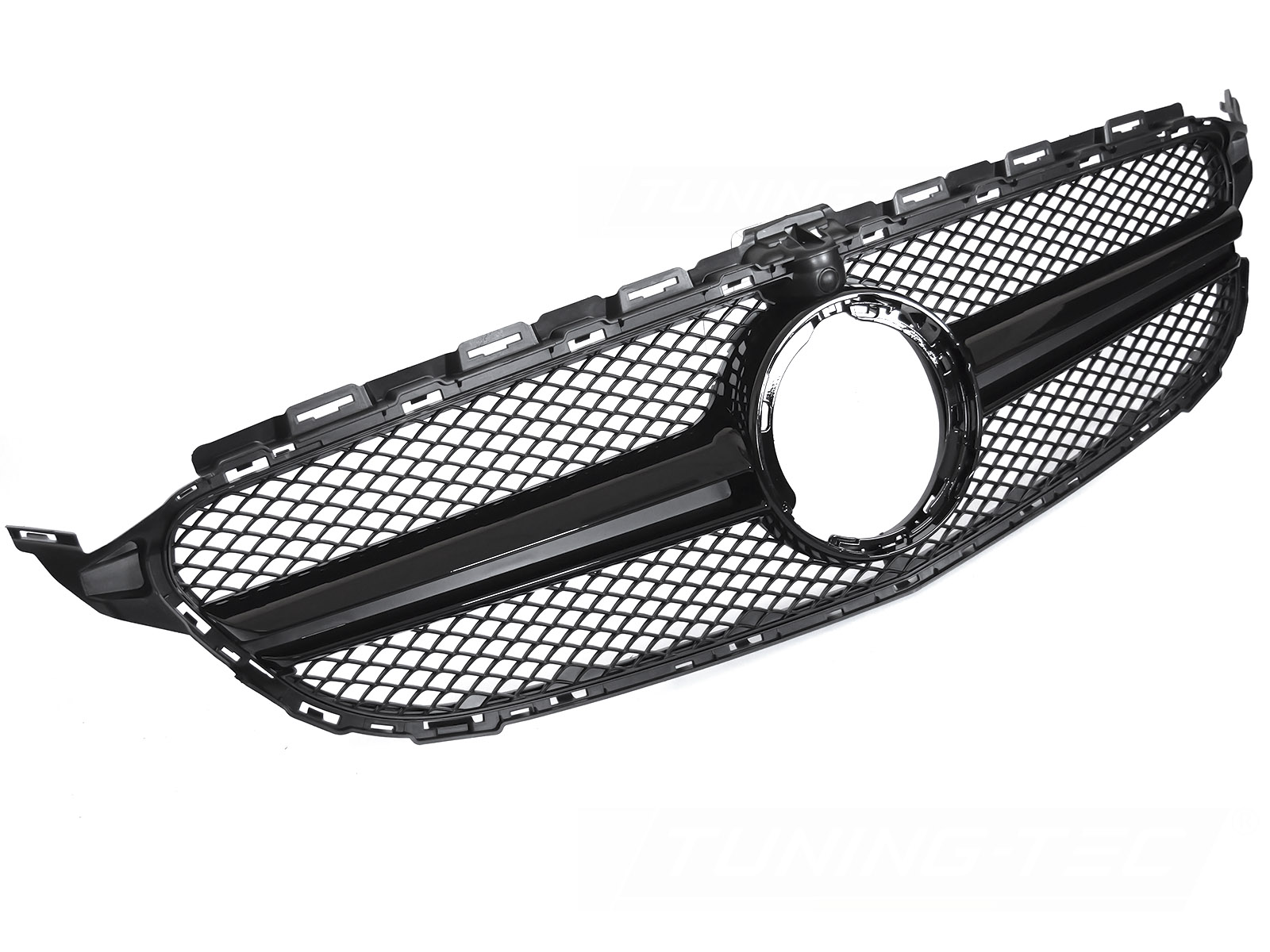 Predná maska Mercedes C-Klasa W205 / S205 / C205 / A205 18-23 Glossy Black s otvorom pre kameru