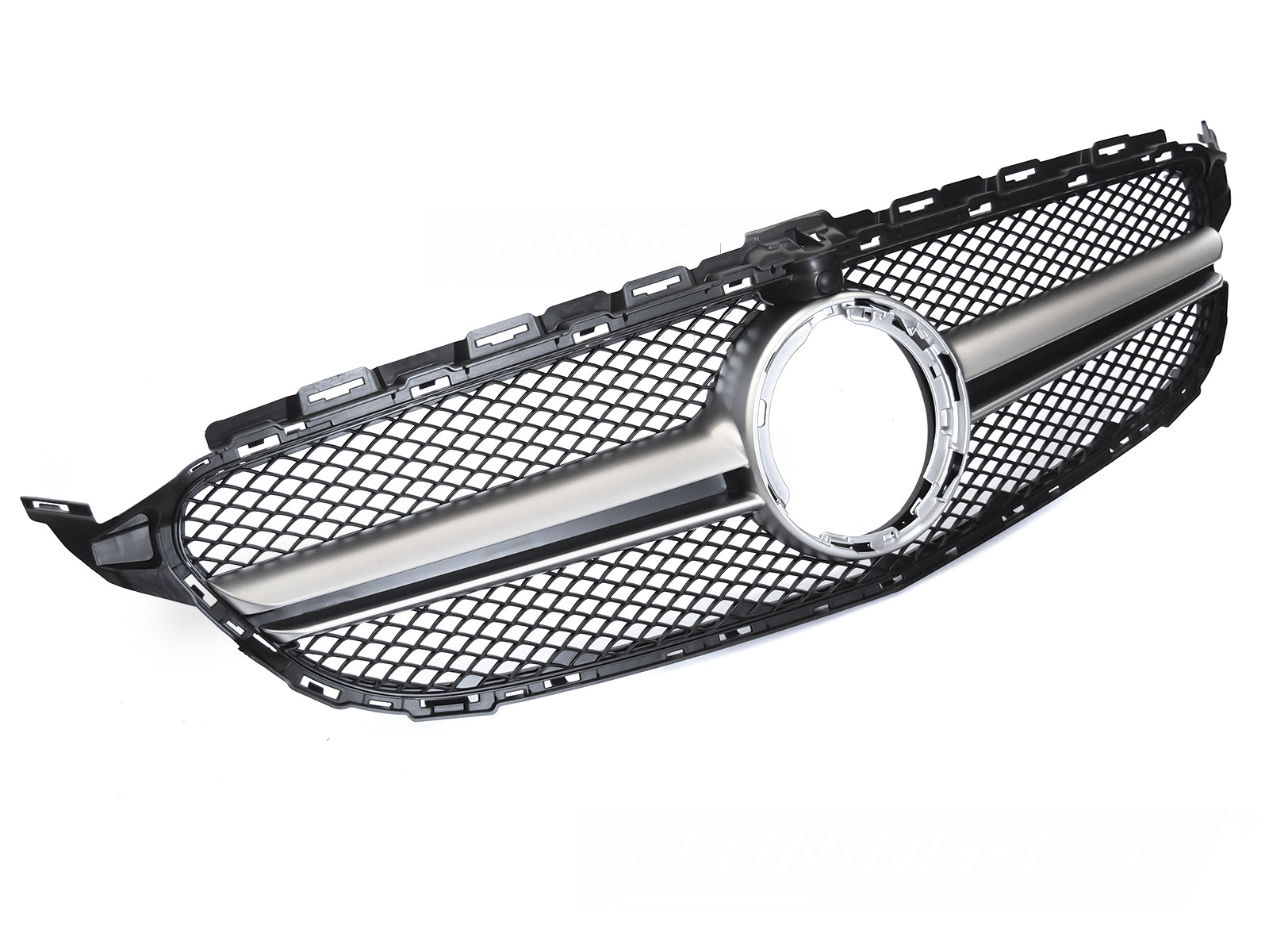 Predná maska Mercedes C-Klasa W205 / S205 / C205 / A205 18-23 Black-Silver s otvorom pre kameru