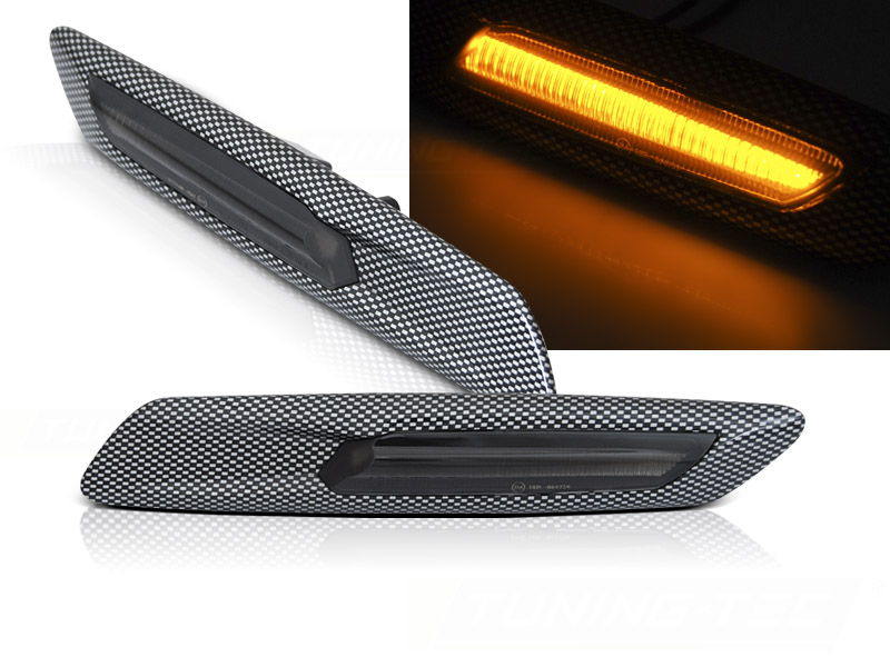 Bočné smerovky BMW 5er F10/F11 10-13 Carbon Smoke SEQ LED