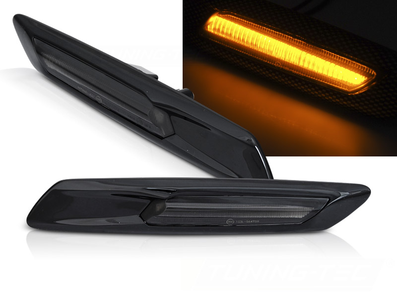 Bočné smerovky BMW 5er F10/F11 10-13 Black Smoke SEQ LED