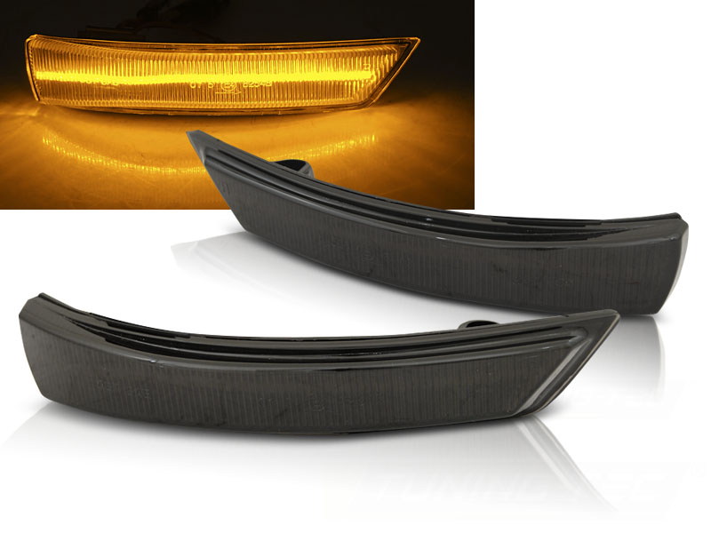 Bočné smerovky do zrkadla Ford Focus MK2 MK3 08-17 / Mondeo MK4 10-14 sekvenčné LED Smoke