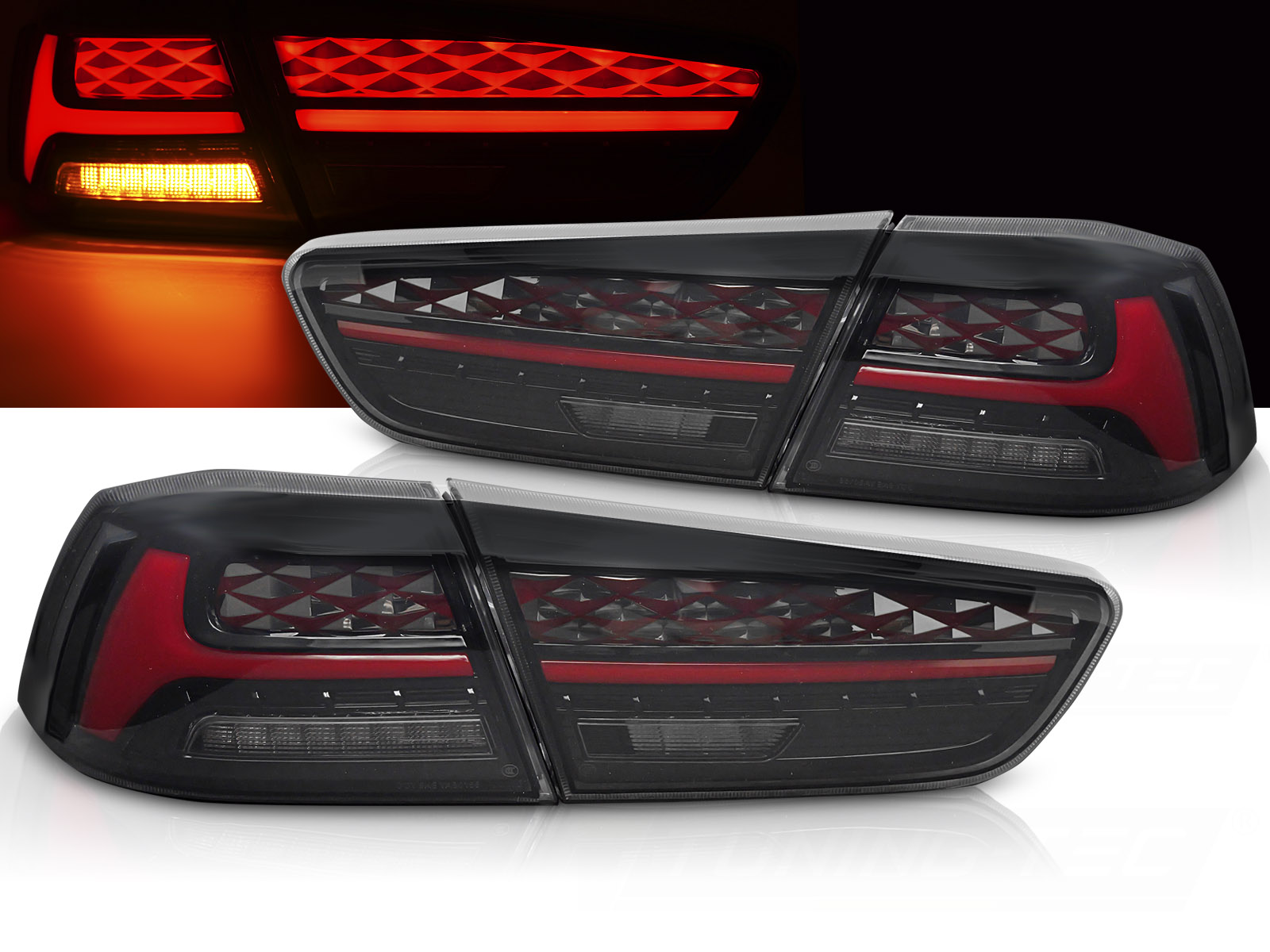 Zadné LED svetlá Mitsubishi Lancer VIII / Evolution X 08-16 Red (uvítacie svetlo)