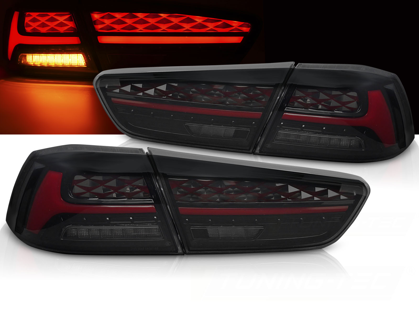 Zadné LED svetlá Mitsubishi Lancer VIII / Evolution X 08-16 Smoke (uvítacie svetlo)