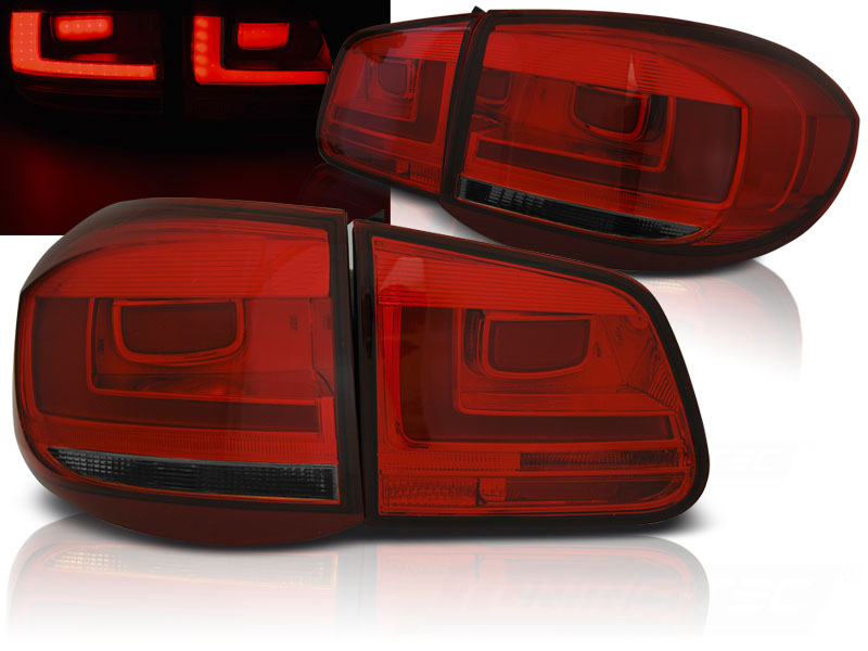Zadné LED BAR svetlá VW Tiguan I 07-11 Red Smoke