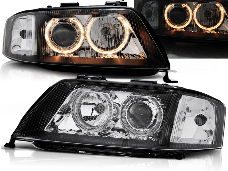 Predné svetlá Audi A6 C5 97-99 Angel Eyes Black