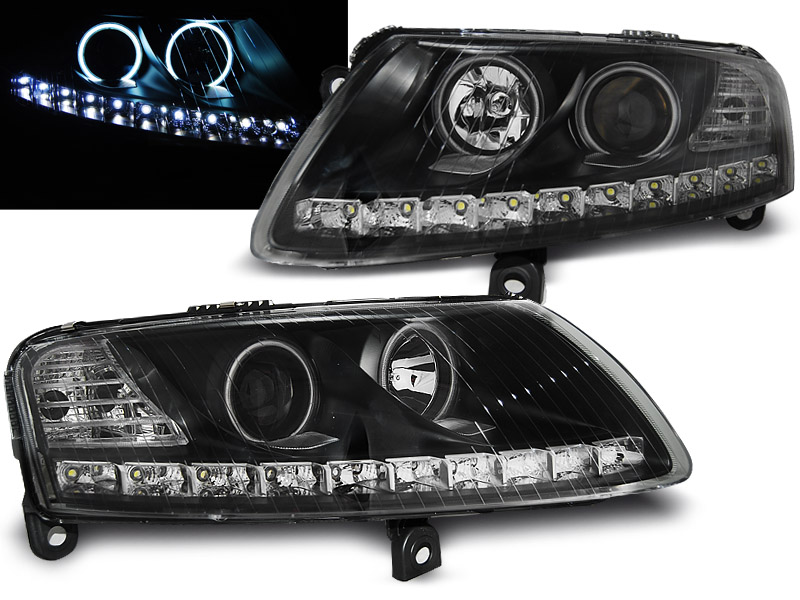 Predné svetlá Audi A6 C6 04-08 Angel Eyes LED Black