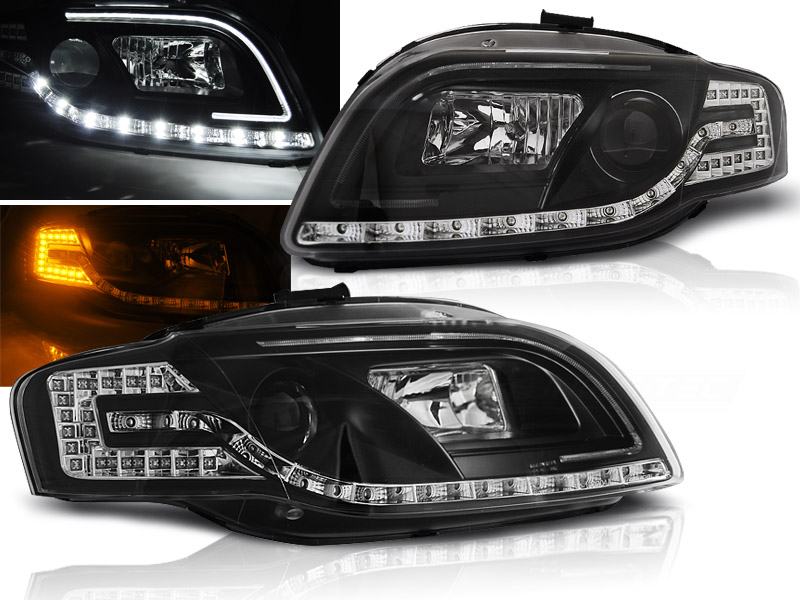 Predné svetlá Audi A4 B7 04-08 Tube Light Black