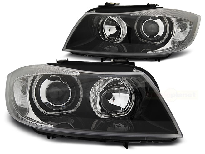 Predné svetlá BMW E90 / E91 05-11 Angel Eyes LED Black